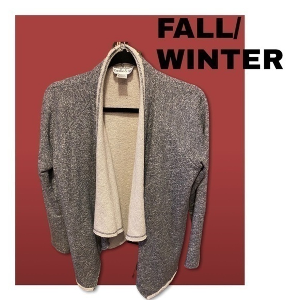 CAMILLE AND CO GRAY SWEATSHIRT WATERFALL JACKET SIZE S